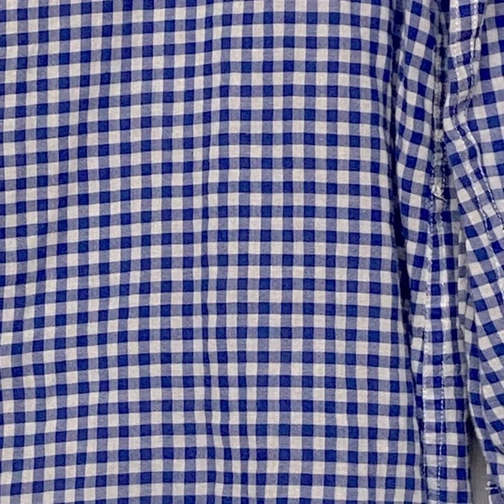 J. Crew Gingham Check Blue Button Front Classic Top Sz 0